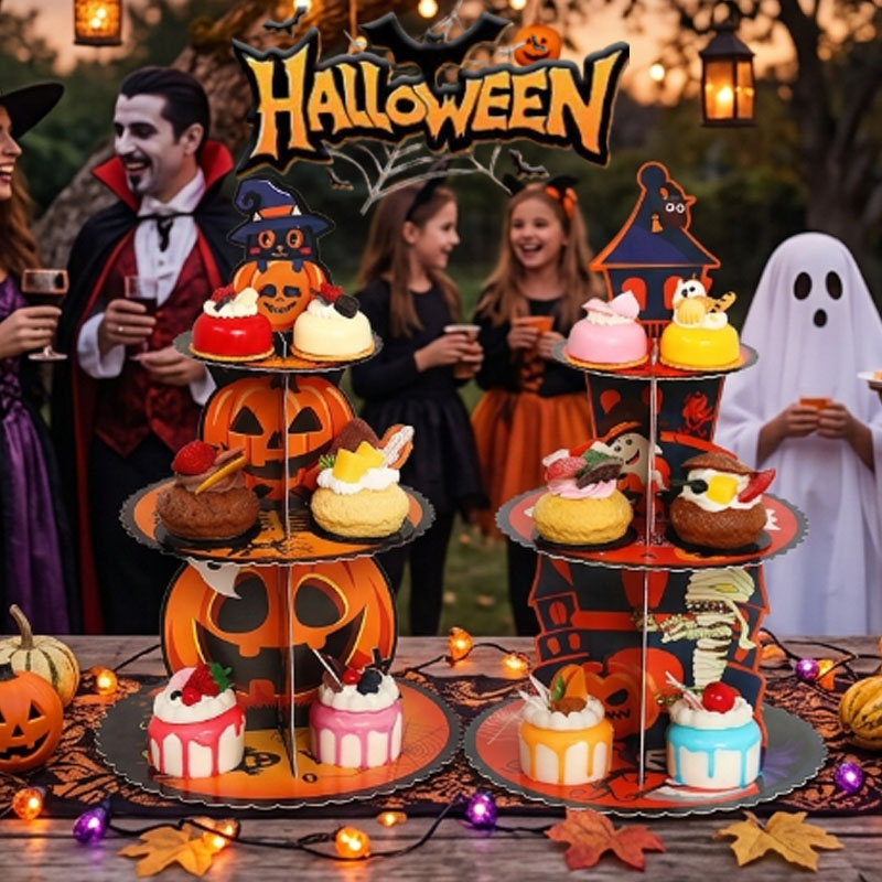 1-4PCS 3 Tier Spiderweb Desser - Spider Web Halloween Decoration ulasan dan harga