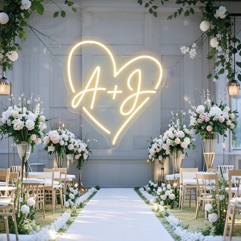 Custom Initials Heart LED Neon - Halloween Party Supplies ulasan dan harga