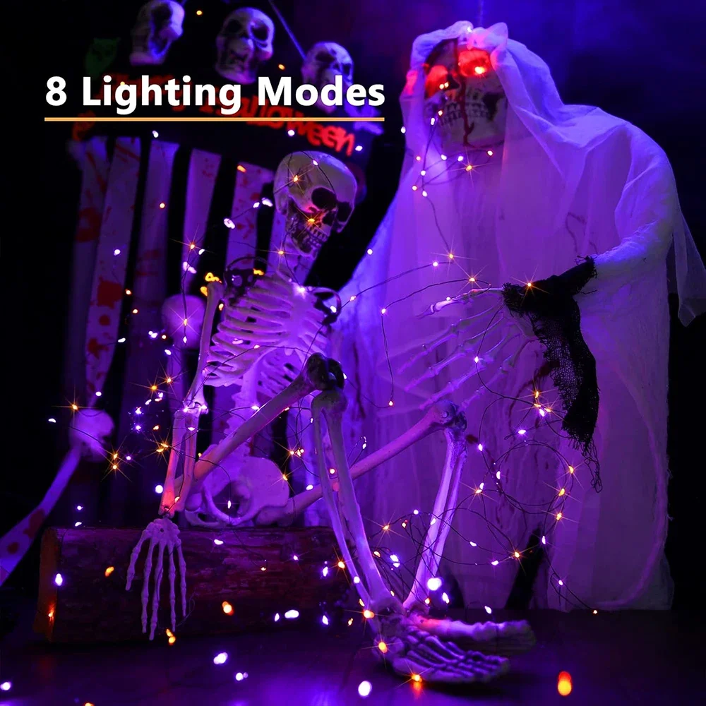 10-120M Copper Wire String Lig - Halloween Led String Lights Orange ulasan dan harga