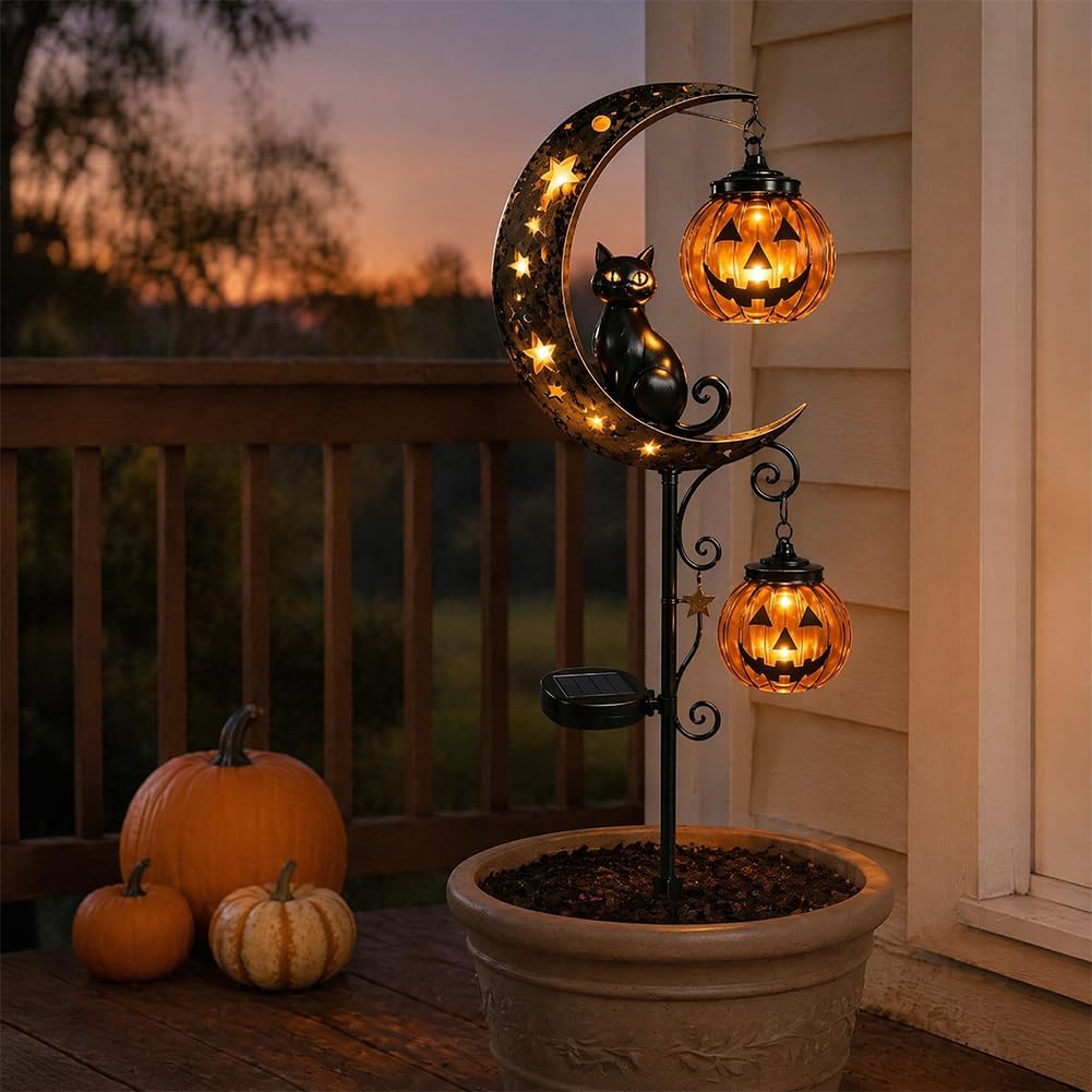 Solar Halloween Black Cat Pump - Pumpkin Lantern Halloween ulasan dan harga