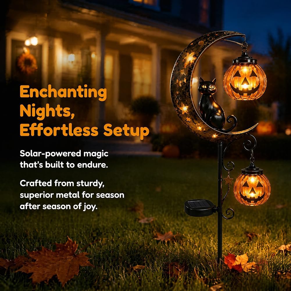 Solar Halloween Black Cat Pump - Pumpkin Lantern Halloween ulasan dan harga