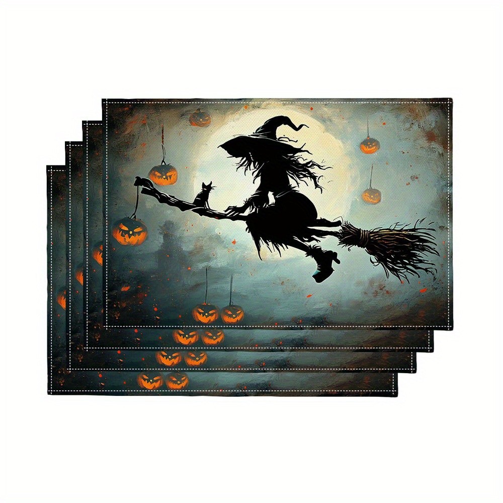 Set of 4 Spooky Halloween Witc - Pumpkin Lantern Halloween ulasan dan harga